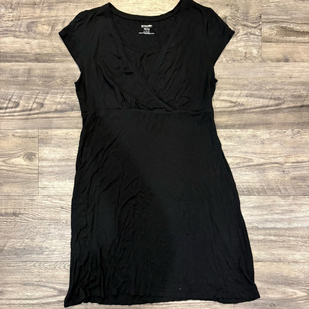 Motherhood Maternity Black Nursing Sleep Dress - Large